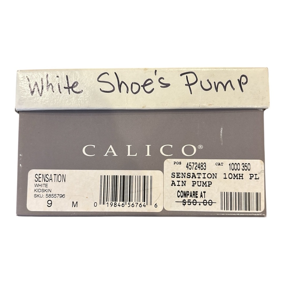 NIB 80s CALICO OFF WHITE CLASSIC SLEEK LEATHER ALMOND TOE 2" KITTEN HEELS SZ 9 - Picture 8 of 8